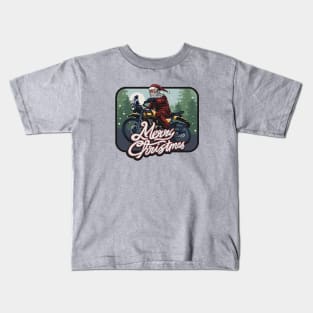 Vintage Biker Santa Claus Illustration Kids T-Shirt